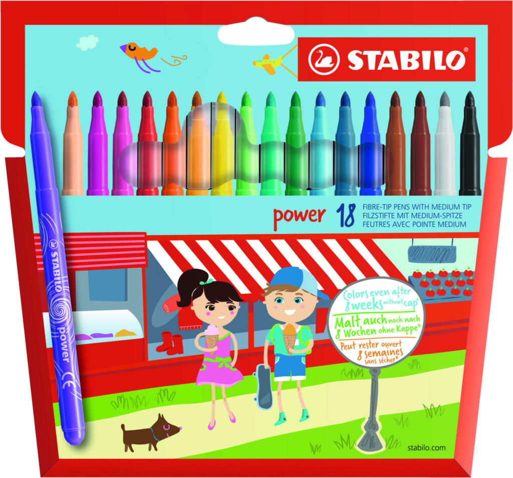 Lot de 18 feutres de coloriage pointe moyenne STABILO power