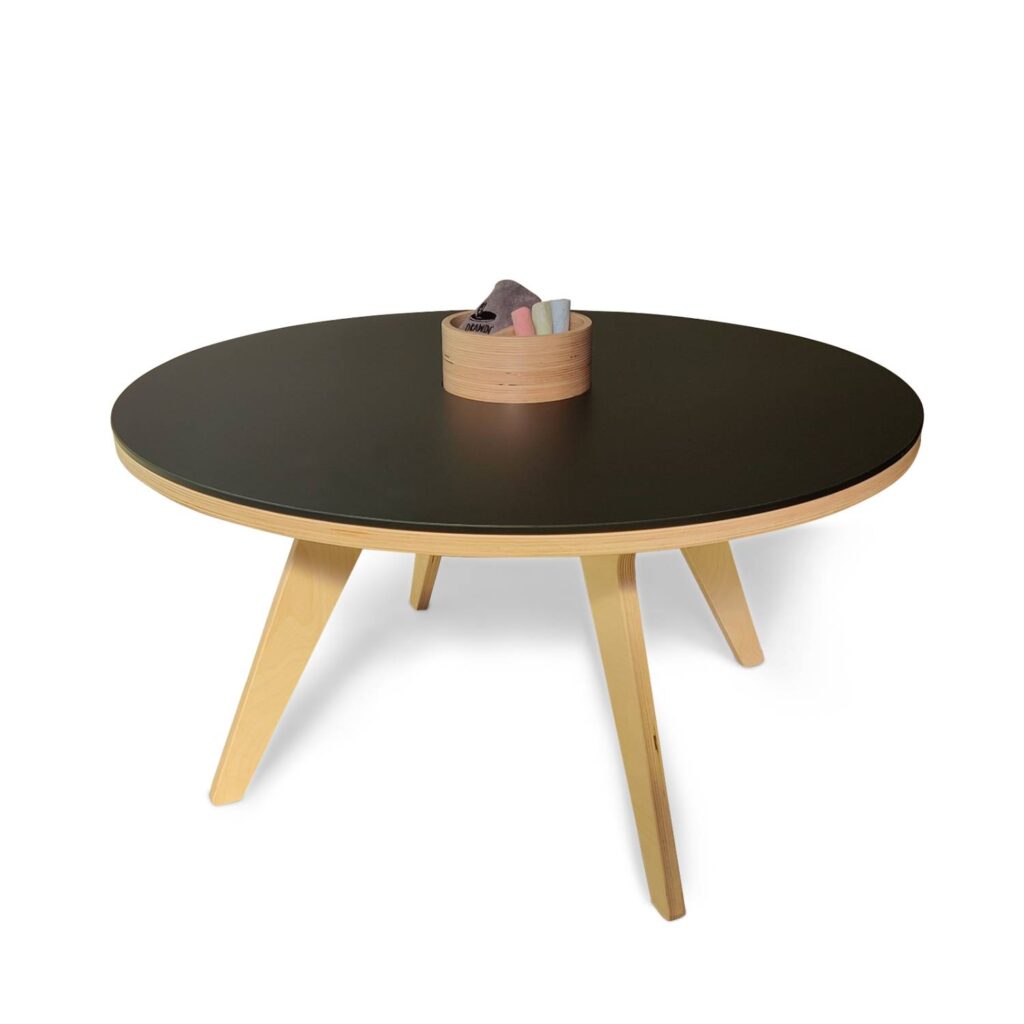 Drawin’table® XXL – Table à dessin pour enfants en bois naturel (Ø 90 cm)