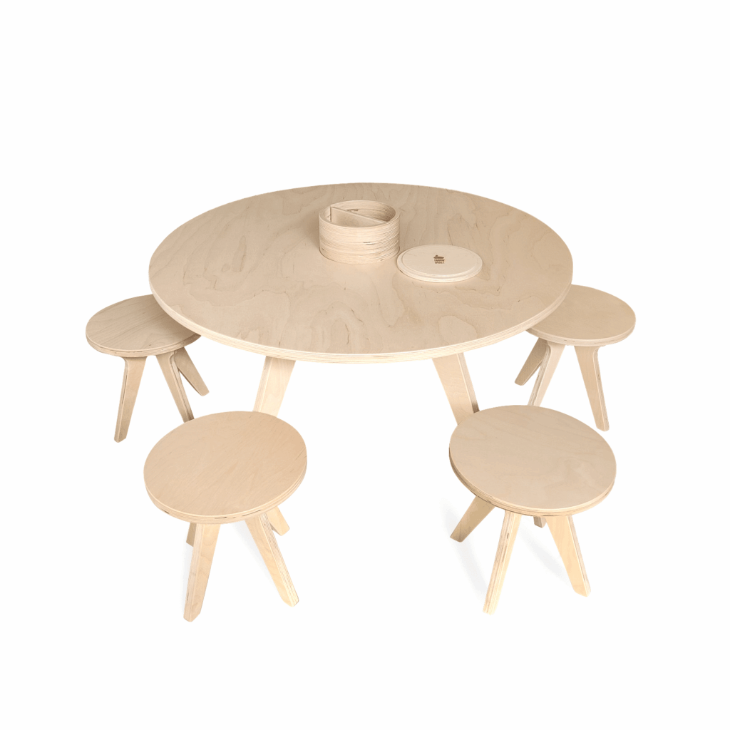 Drawin’table® XXL – Table à dessin pour enfants en bois naturel (Ø 90 cm)
