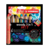 Lot de 6 crayons STABILO Woody ARTY 3 in 1 + taille-crayon adapté