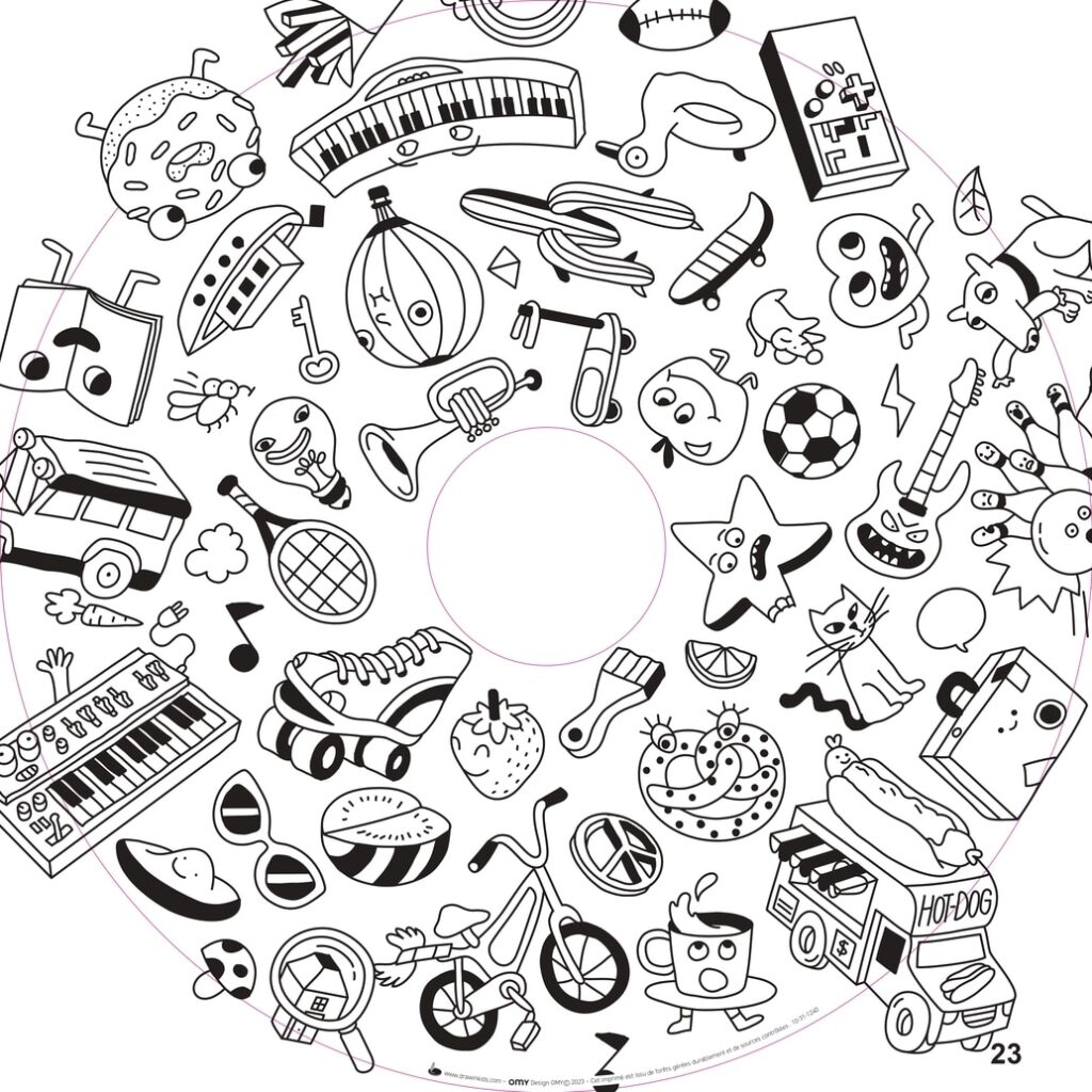 Recharge coloriage enfant XXL 10 feuilles – OMY®- Objets & Imaginaire (dès 4 ans)