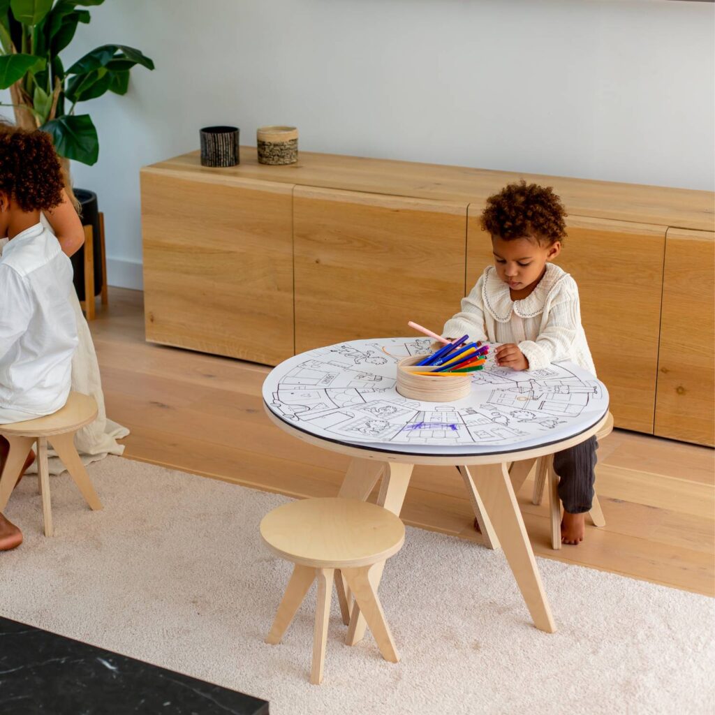Lot de 2 tabourets enfants en bois – Design scandinave | Drawin’kids®